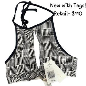 L*Space Black and White Geometric Bikini Top